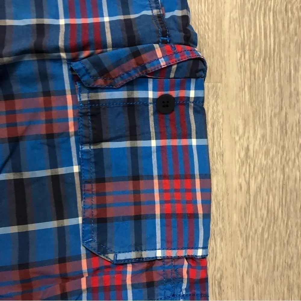 Tommy Hilfiger‎ Blue Red Plaid Men's Bathing Suit Large